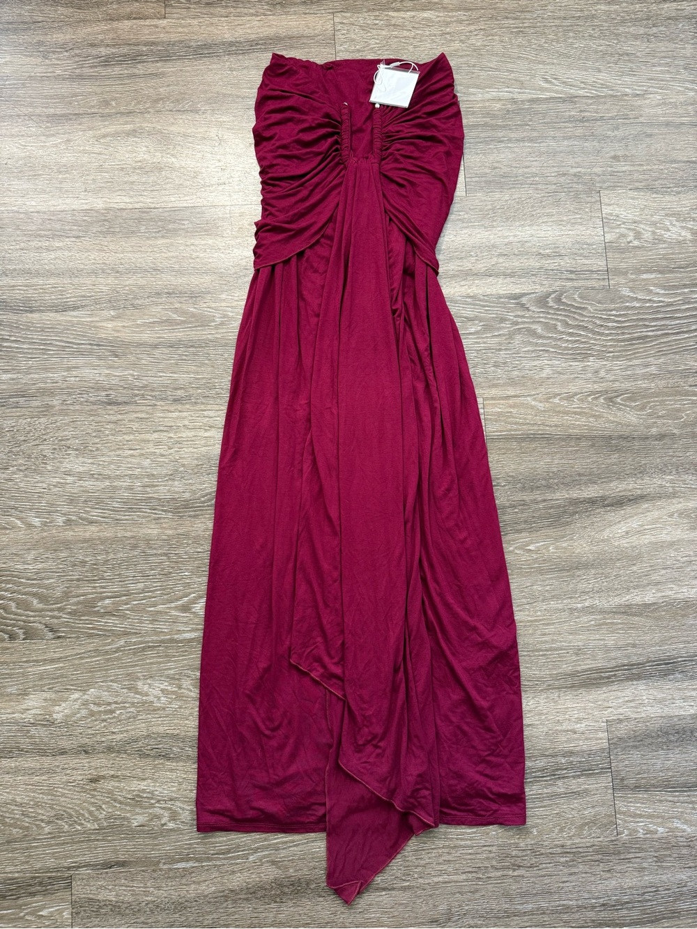 Naked Wardrobe U-Wire Ruched Maxi Skirt Sangria - Picture 6 of 12